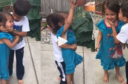 Big Brother helps sister to put the ball into basket Viral Video