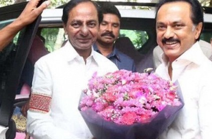 Telangana CM K Chandrasekhar Rao meets Karunanidhi, Stalin.