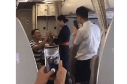 China: Air hostess accepts marriage proposal mid-air, loses job