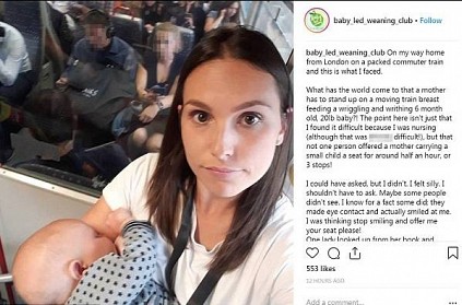 Mom forced to stand and breastfeed in train after none offer seat