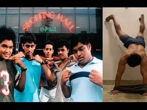 Actor Nakul does the head stand challenge.