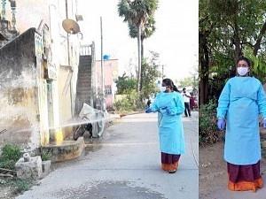 Popular actress MLA sprays disinfectant in her constituency viral pics ft Roja