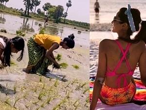 Veteran actor’s daughter and young heroine Keerthi Pandian turns farmer ft Arun Pandian, viral video