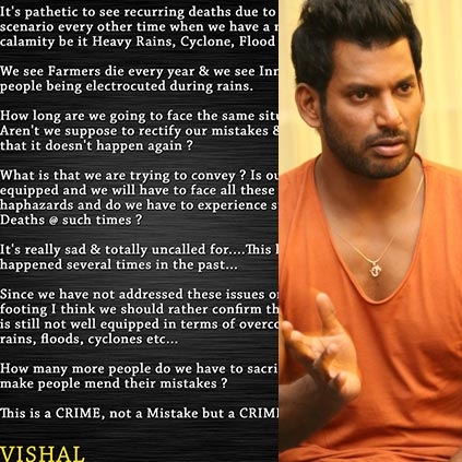 Vishal's condemns death of 2 girls who got electrocuted